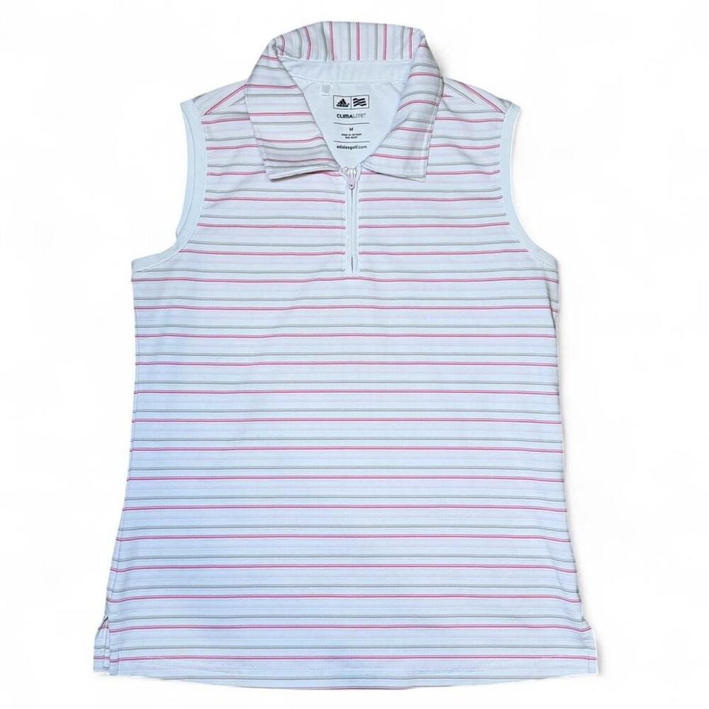Adidas Climalite Golf Women's White and Pink Polo Shirt - Size Medium